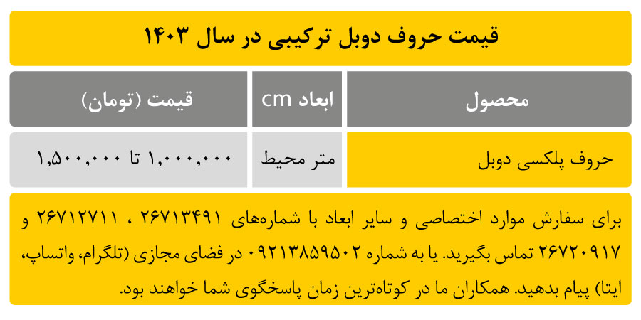 قیمت تابلو حروف دوبل