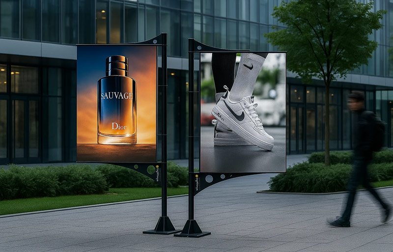 تابلو_لایت_باکس_شهری_سری_پرچمی_تک_پایه_دار_دوطرفه_فضای_خارجی