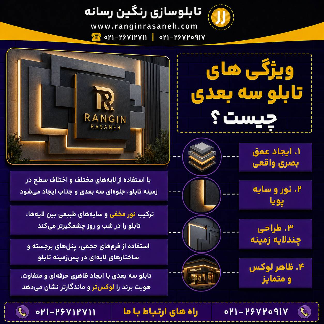 ویژگی های تابلو سه بعدی چیست